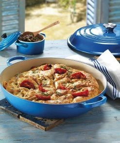 Le Creuset 2.25 Qt. Signature Enameled Cast Iron Braiser With Stainless Steel Knob | Marseille Blue -Cookware Sets Shop marslife2