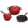 Le Creuset 5-Piece Signature Cookware Set With Stainless Steel Knobs | Cerise/Cherry Red -Cookware Sets Shop ms1605 67ss