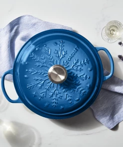 Le Creuset 2.25 Qt. Signature Braiser With Stainless Steel Knob | Noel (Marseille Blue) -Cookware Sets Shop noel1