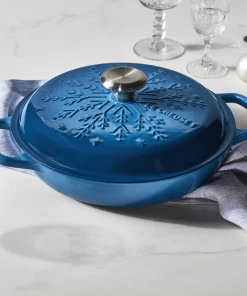Le Creuset 2.25 Qt. Signature Braiser With Stainless Steel Knob | Noel (Marseille Blue) -Cookware Sets Shop noelbraiser2