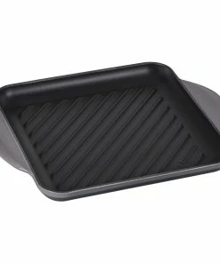 Le Creuset 9.5" Square Signature Enameled Cast Iron Grill Pan | Oyster Grey