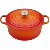 Le Creuset 5.5 Qt. Round Signature Cast Iron Dutch Oven With Stainless Steel Knob | Flame Orange -Cookware Sets Shop rs10273 ls2501 262