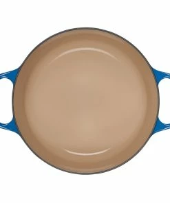 Le Creuset 5.5 Qt. Round Signature Cast Iron Dutch Oven With Stainless Steel Knob | Marseille Blue -Cookware Sets Shop rs10295 ls2501 2659 inside