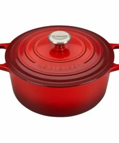 Le Creuset 5.5 Qt. Round Signature Cast Iron Dutch Oven With Stainless Steel Knob | Cerise/Cherry Red