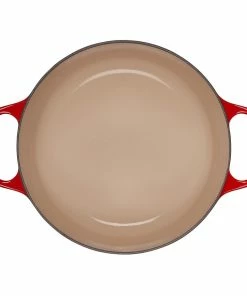 Le Creuset 5.5 Qt. Round Signature Cast Iron Dutch Oven With Stainless Steel Knob | Cerise/Cherry Red -Cookware Sets Shop rs10299 ls2501 2667 inside