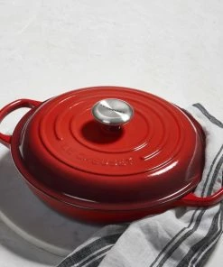 Le Creuset 2.25 Qt. Signature Enameled Cast Iron Braiser With Stainless Steel Knob | Cerise/Cherry Red -Cookware Sets Shop rs10859 braisercerise
