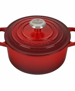 Le Creuset 2 Qt. Round Signature Cast Iron Dutch Oven With Stainless Steel Knob | Cerise/Cherry Red