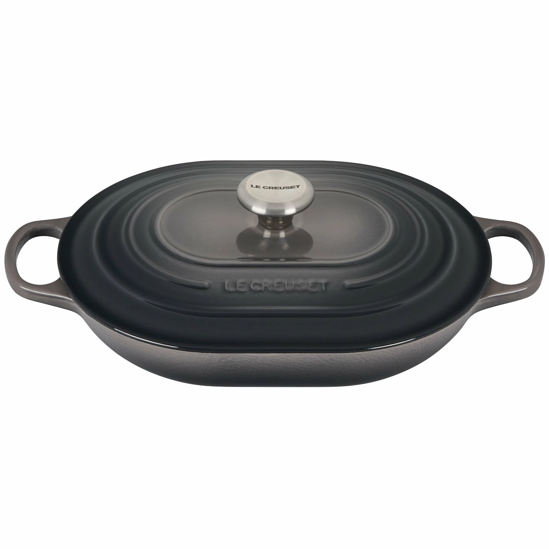 Le Creuset 3.75 Qt. Oval Signature Casserole With Stainless Steel Knob | Oyster Grey 3 Le Creuset 3.75 Qt. Oval Signature Casserole With Stainless Steel Knob | Oyster Grey