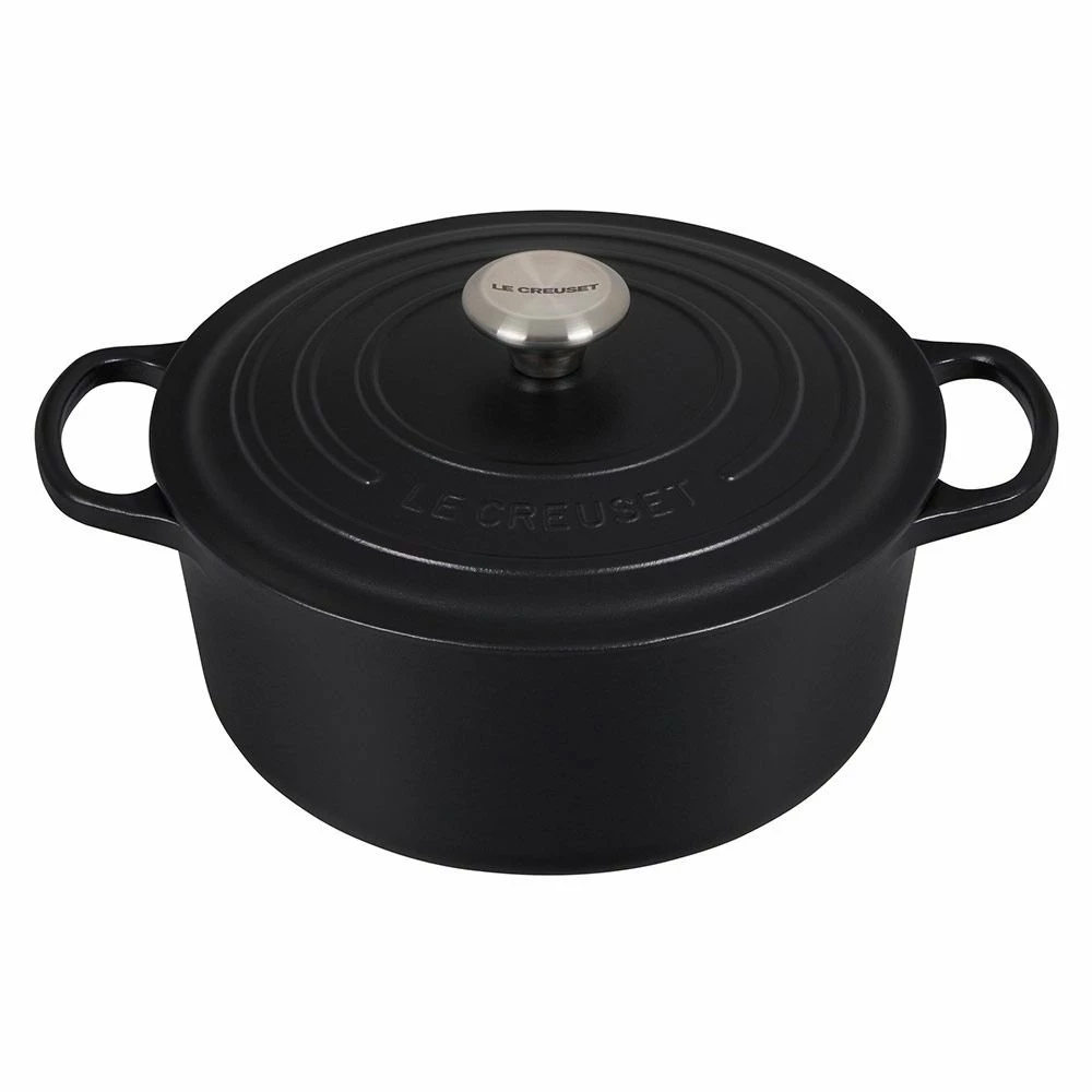 Le Creuset 5.5 Qt. Round Signature Dutch Oven With Stainless Steel Knob | Licorice 3 Le Creuset 5.5 Qt. Round Signature Dutch Oven With Stainless Steel Knob | Licorice