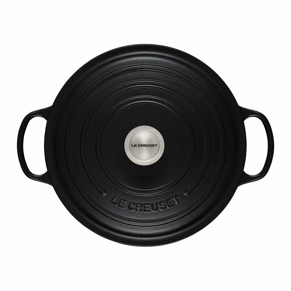 Le Creuset 7.25 Qt. Round Signature Dutch Oven With Stainless Steel Knob | Licorice 5 Le Creuset 7.25 Qt. Round Signature Dutch Oven With Stainless Steel Knob | Licorice - Image 3