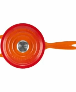 Le Creuset 1.75 Qt. Signature Enameled Cast Iron Saucepan With Stainless Steel Knob | Flame Orange -Cookware Sets Shop rs11969 signature iron handle saucepan 160400s