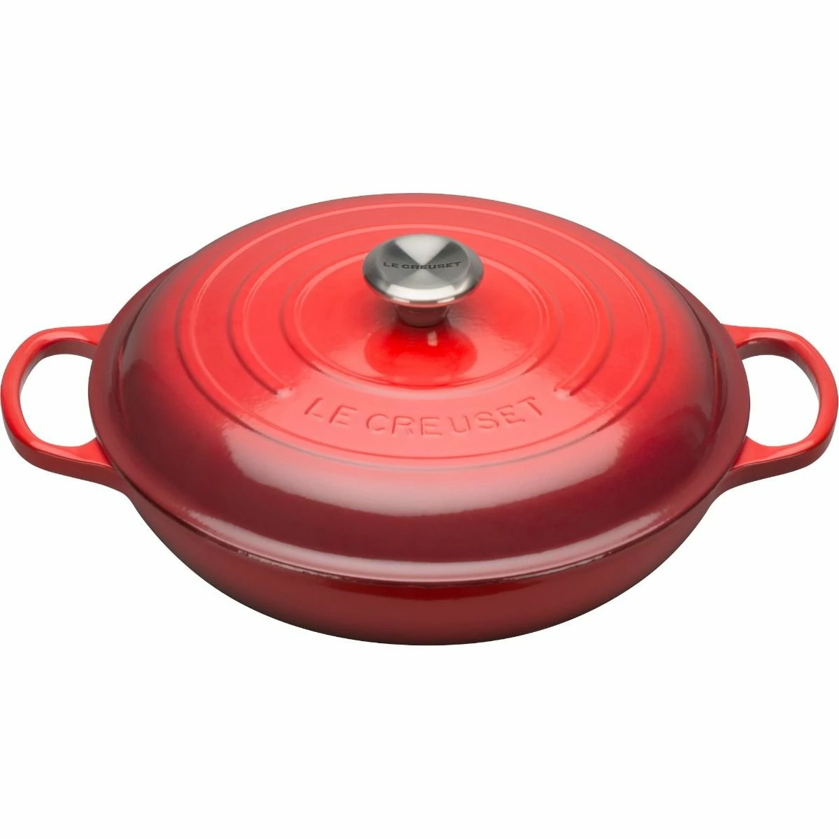 Le Creuset 3.5 Qt. Signature Enameled Cast Iron Braiser With Stainless Steel Knob | Cerise/Cherry Red 3 Le Creuset 3.5 Qt. Signature Enameled Cast Iron Braiser With Stainless Steel Knob | Cerise/Cherry Red