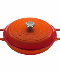 Le Creuset 5 Qt. Signature Enameled Cast Iron Braiser With Stainless Steel Knob | Flame Orange