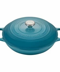 Le Creuset 3.5 Qt. Signature Enameled Cast Iron Braiser With Stainless Steel Knob | Caribbean Blue
