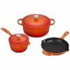 Le Creuset 5-Piece Signature Cookware Set With Stainless Steel Knobs | Flame Orange -Cookware Sets Shop rs12543 ms1605 2ss