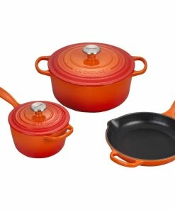 Le Creuset 5-Piece Signature Cookware Set With Stainless Steel Knobs | Flame Orange