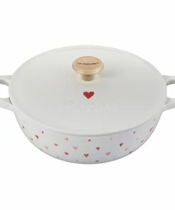 Le Creuset L'Amour 2.75 Qt. Enameled Cast Iron Soup Pot With Gold Knob & Heart Applique | White