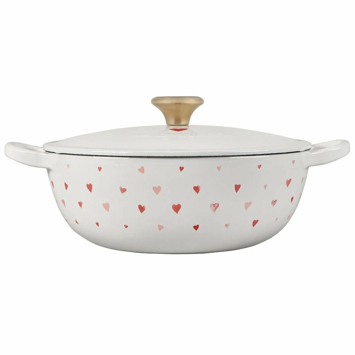 Le Creuset L'Amour 2.75 Qt. Enameled Cast Iron Soup Pot With Gold Knob & Heart Applique | White 4 Le Creuset L'Amour 2.75 Qt. Enameled Cast Iron Soup Pot With Gold Knob & Heart Applique | White - Image 2