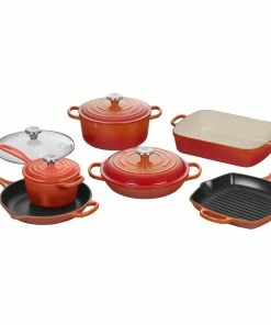 Le Creuset 10-Piece Signature Cookware Set With Stainless Steel Knobs | Flame Orange