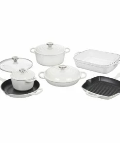 Le Creuset 10-Piece Signature Cookware Set With Stainless Steel Knobs | White