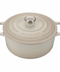 Le Creuset 5.5 Qt. Round Signature Cast Iron Dutch Oven With Stainless Steel Knob | Meringue White