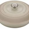 Le Creuset 3.5 Qt. Signature Enameled Cast Iron Braiser With Stainless Steel Knob | Meringue White -Cookware Sets Shop rs9094 ls2532 30716ss