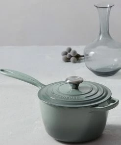 Le Creuset 2.25 Qt. Signature Enameled Cast Iron Saucepan With Stainless Steel Knob | Sea Salt -Cookware Sets Shop rs9193 spring 2019 seasaltgroup 0617