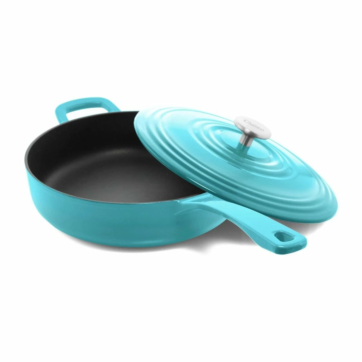 Chantal 4 Qt. Round Cast Iron Saute Skillet | Sea Blue 3 Chantal 4 Qt. Round Cast Iron Saute Skillet | Sea Blue