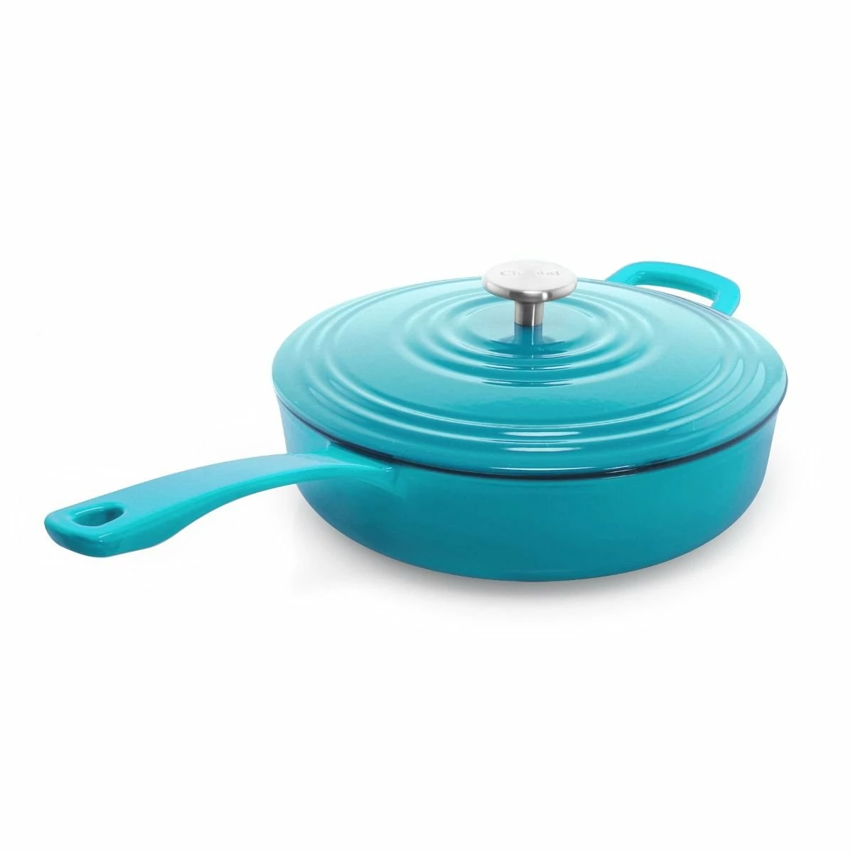 Chantal 4 Qt. Round Cast Iron Saute Skillet | Sea Blue 4 Chantal 4 Qt. Round Cast Iron Saute Skillet | Sea Blue - Image 2