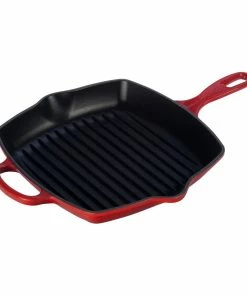 Le Creuset 10-Piece Signature Cookware Set With Stainless Steel Knobs | Cerise/Cherry Red -Cookware Sets Shop squaregriddle