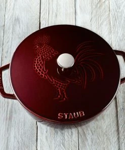 Staub 3.75 Qt. Essential French Oven With Rooster Lid | Grenadine -Cookware Sets Shop staub cast iron 3 75 qt essentia