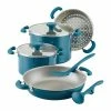 Rachael Ray 8-Piece Enameled Stacking Cookware Set | Teal Shimmer 1 Rachael Ray 8-Piece Enameled Stacking Cookware Set | Teal Shimmer -Cookware Sets Shop teal1