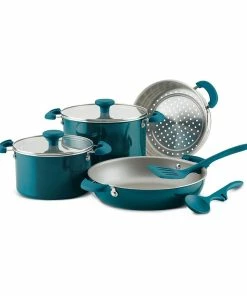 Rachael Ray 8-Piece Enameled Stacking Cookware Set | Teal Shimmer 29 Rachael Ray 8-Piece Enameled Stacking Cookware Set | Teal Shimmer -Cookware Sets Shop teal10