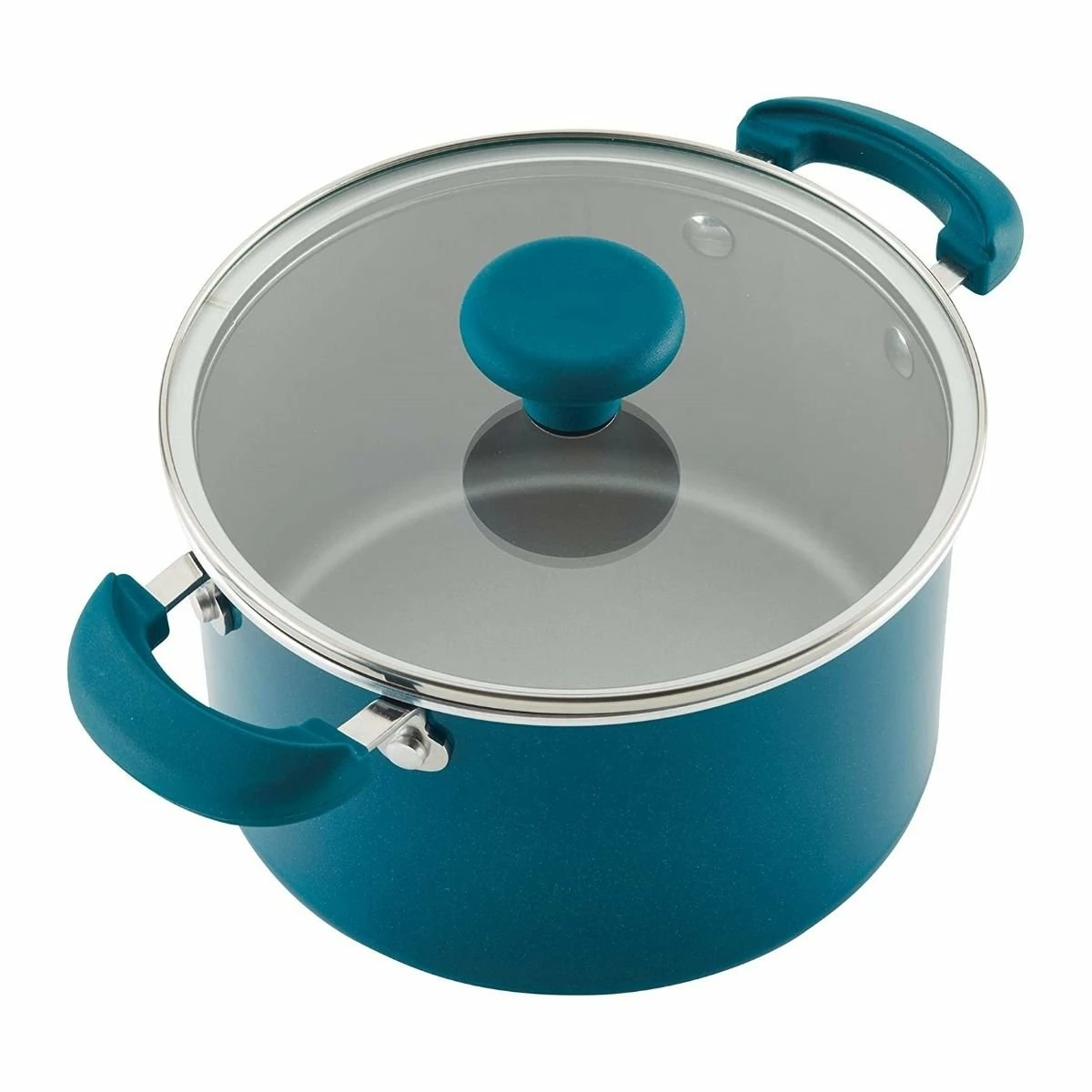 Rachael Ray 8-Piece Enameled Stacking Cookware Set | Teal Shimmer 13 Rachael Ray 8-Piece Enameled Stacking Cookware Set | Teal Shimmer - Image 11