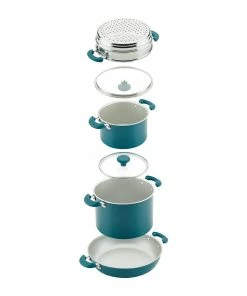Rachael Ray 8-Piece Enameled Stacking Cookware Set | Teal Shimmer 21 Rachael Ray 8-Piece Enameled Stacking Cookware Set | Teal Shimmer -Cookware Sets Shop teal9