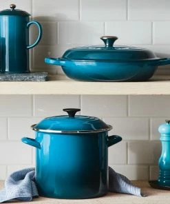 Le Creuset 5 Qt. Signature Braiser With Stainless Steel Knob | Deep Teal -Cookware Sets Shop teal 1
